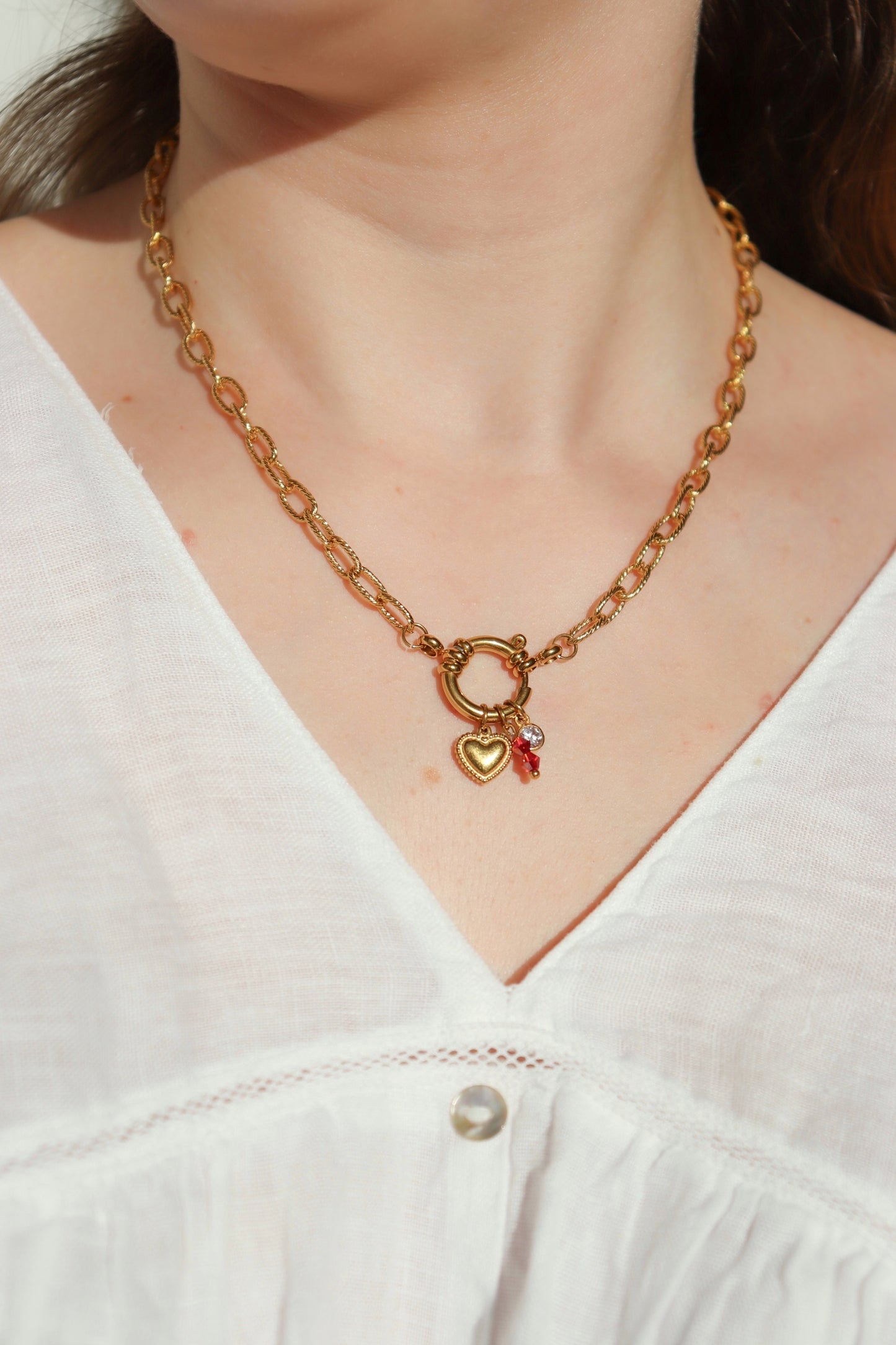 Collier breloques April / Rouge