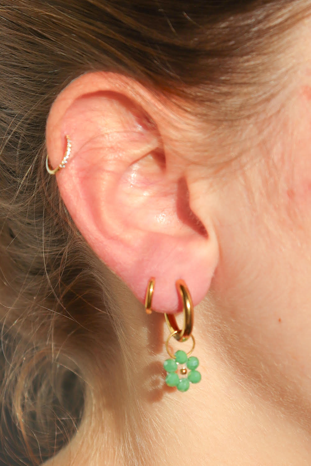 Boucles d'oreilles Fleur de Perle Petite /vert