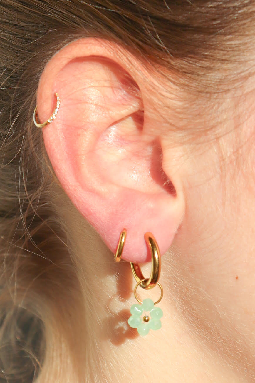 Boucles d'oreilles Fleur de Perle Petite / vert clair