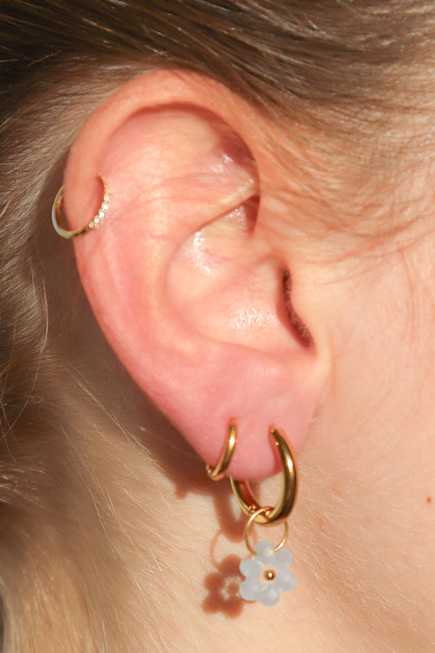 Boucles d'oreilles Fleur de Perle Petite / bleu bébé