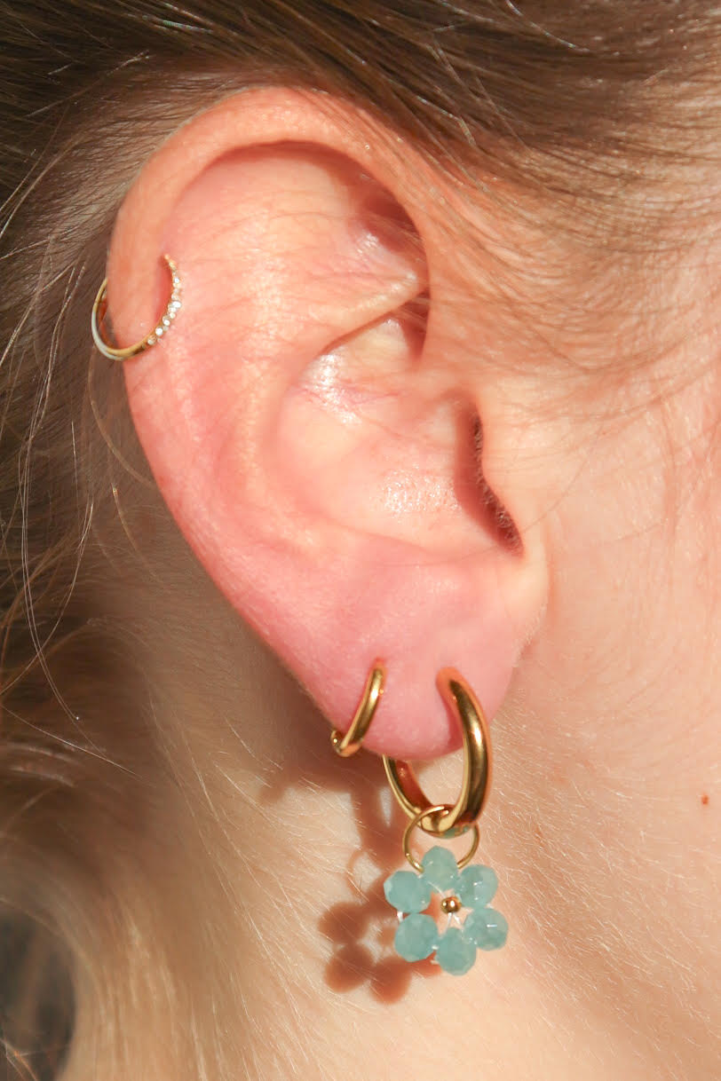 Boucles d'oreilles Fleur de Perle / bleu lagon