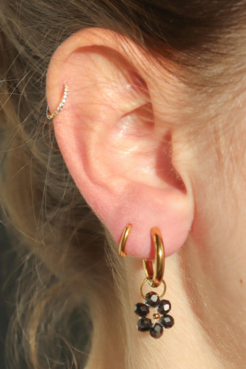 Boucles d'oreilles Fleur de Perle / marron foncé