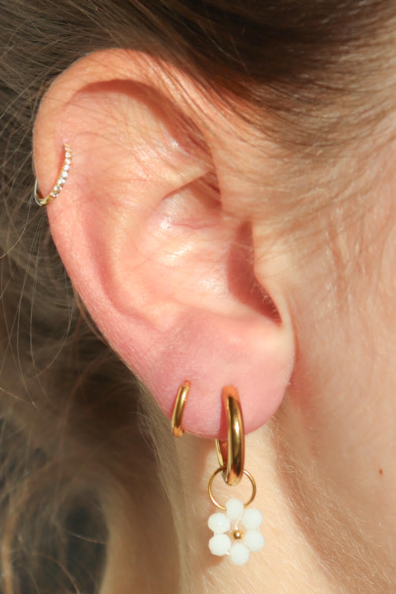Boucles d'oreilles Fleur de Perle Petite / blanc