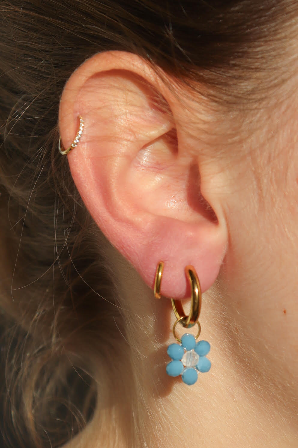 Boucles d'oreilles Fleur de Perle / bleu