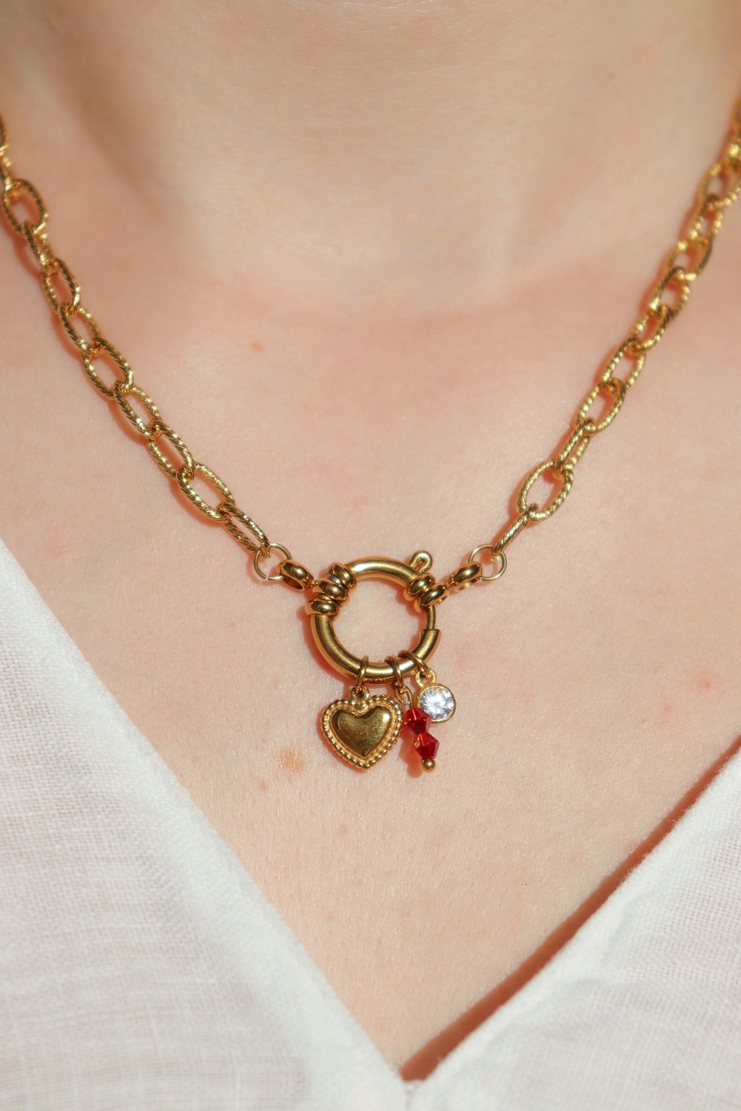 Collier breloques April / Rouge