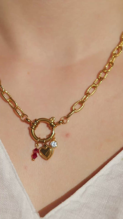 Collier breloques April / Rouge