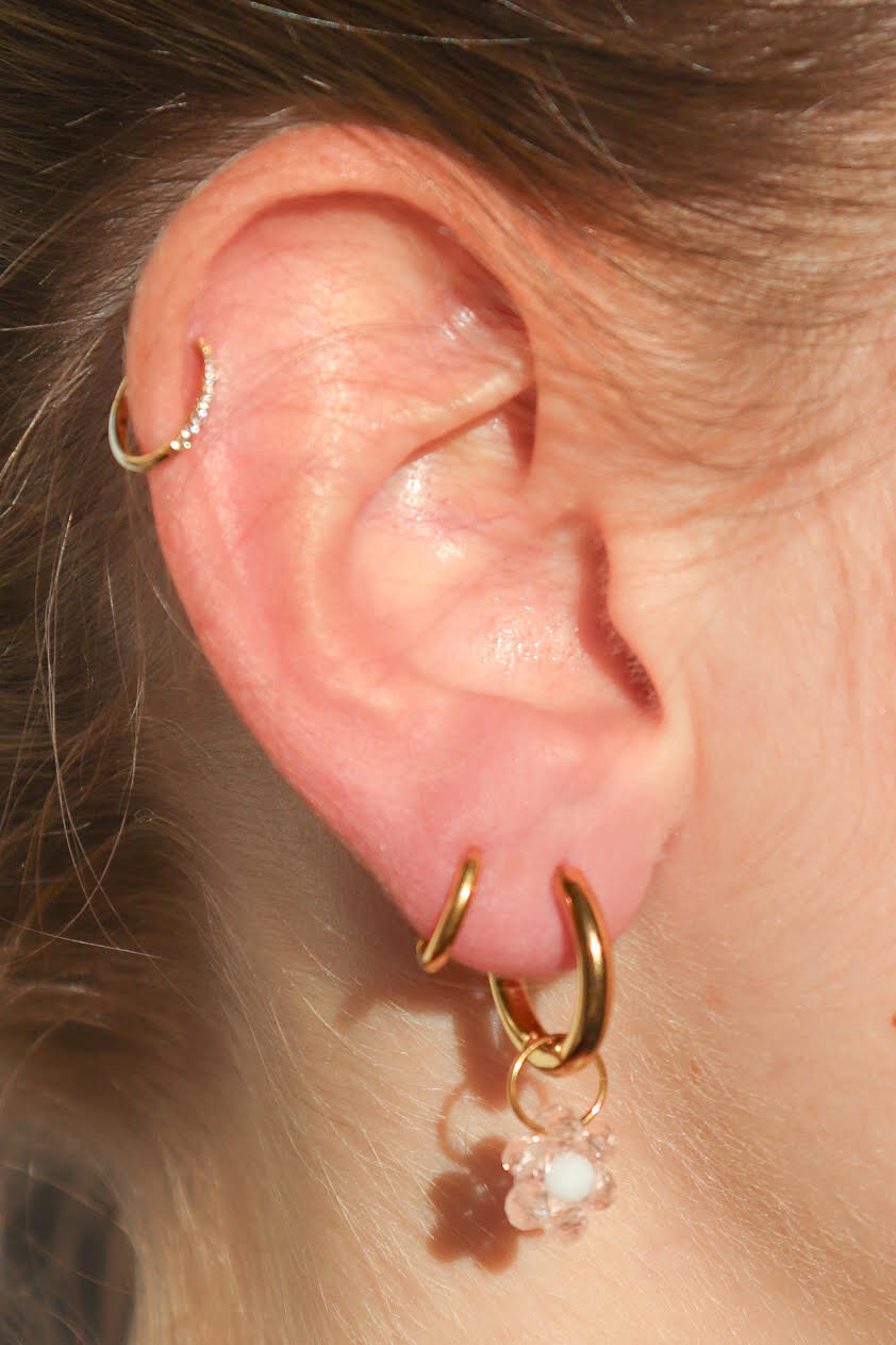 Boucles d'oreilles Fleur de Perle Petite / rose glacé