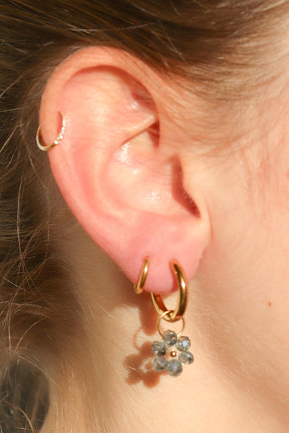 Boucles d'oreilles Fleur de Perle / bleu glacé