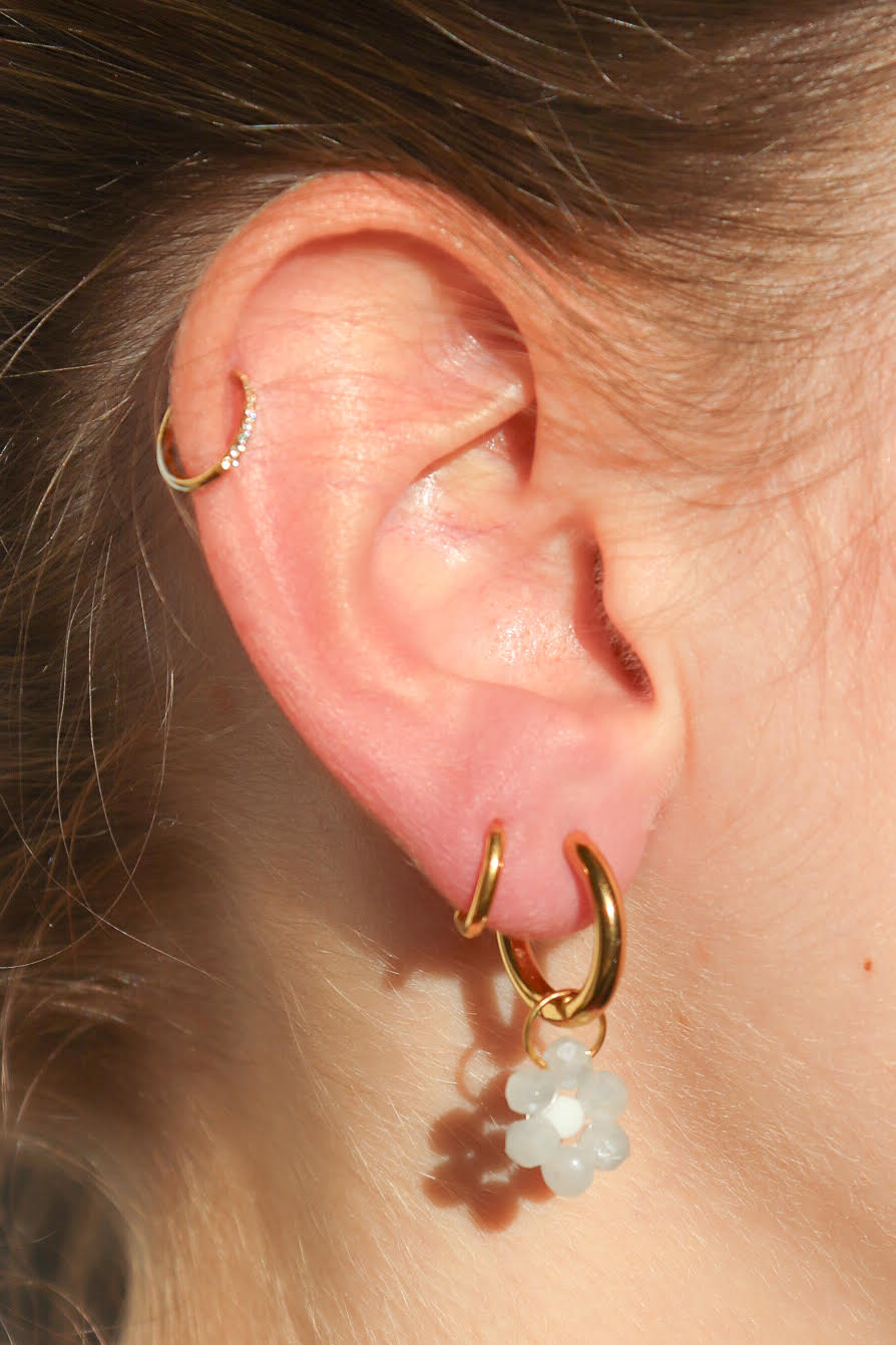 Boucles d'oreilles Fleur de Perle / gris clair