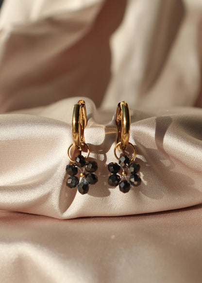 Boucles d'oreilles Fleur de Perle / marron foncé